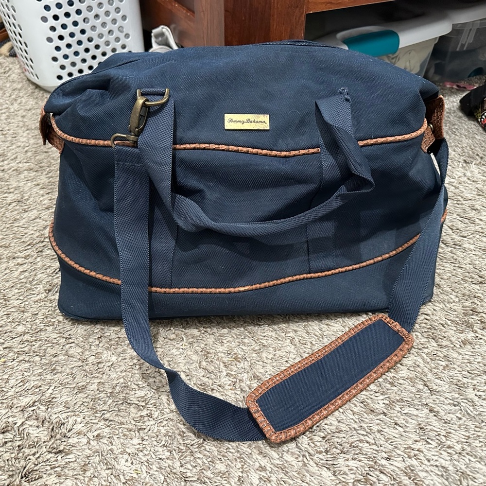 Tommy Bahama Blue and Brown Duffel Bag with Sporty Design